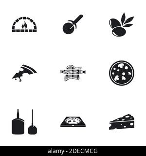 Icons for theme Pizza. White background Stock Vector