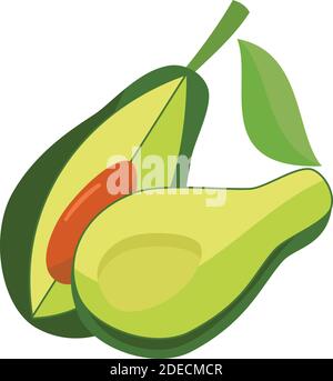 Avocado Flat Design Fruit Illustration Sign Stock Vector