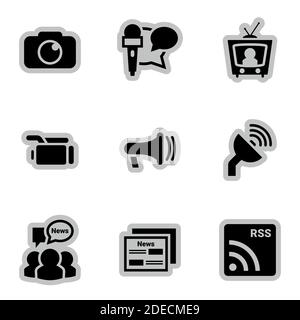 Icons for theme News, mass media, vector, icon, set. White background Stock Vector