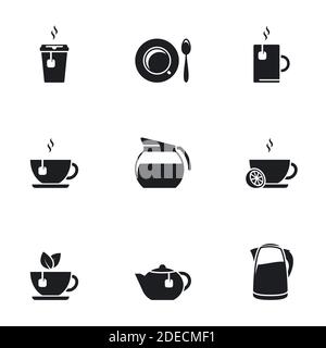 Tea Icons Set on White Background Stock Vector