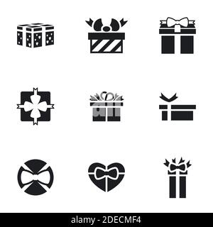 Icons for theme gift, vector, icon, set. White background Stock Vector