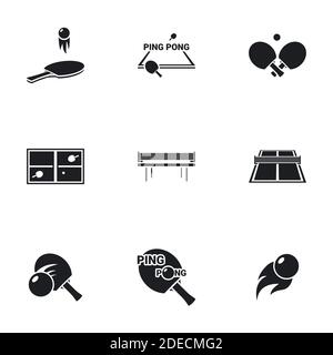 Icons for theme Ping pong , vector, icon, set. White background Stock Vector