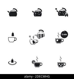 Vector icons , instruction for making tea Stock Vector