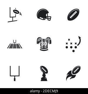 Icons for theme American football , vector, icon, set. White background Stock Vector