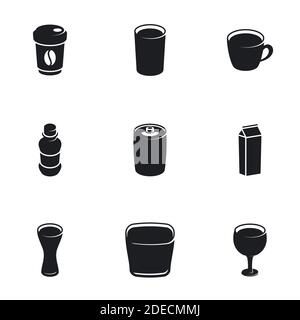 Icons for theme beverages, vector, icon, set. White background Stock Vector