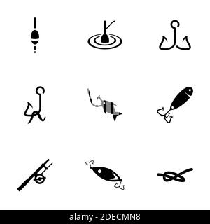 Icons for theme fishing, vector, icon, set. White background Stock Vector