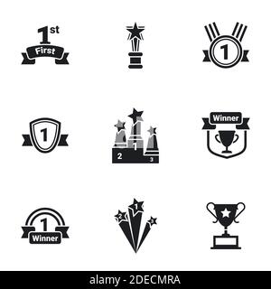 Icons for theme Competition, victory. White background, vector, icon, set Stock Vector