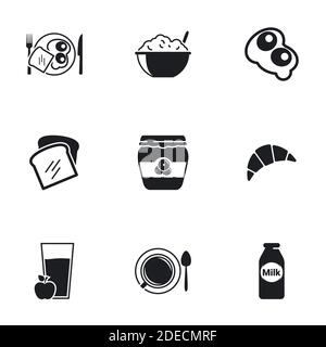 Icons for theme breakfast. White background Stock Vector