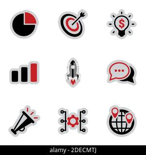 Icons for theme marketing, vector, icon, set. White background Stock Vector