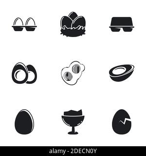 Icons for theme Egg. White background Stock Vector