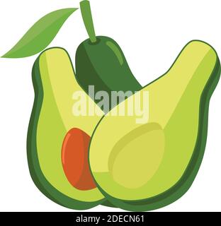 Avocado Flat Design Fruit Illustration Sign Stock Vector