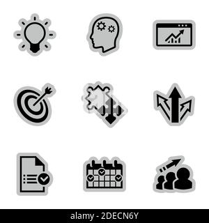 Icons for theme Business, expansion, plan, vector, icon, set. White background Stock Vector