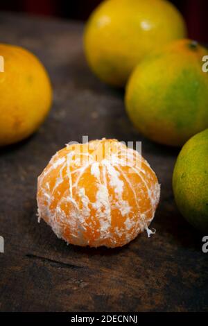tangerines on the wood Stock Photo