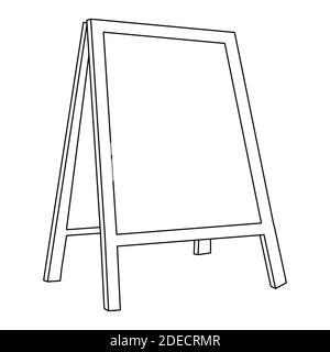 Street chalk board outline illustration isolated on white background. Blank cafe Sidewalk billboard design. Contour of empty outside advertisement inf Stock Vector