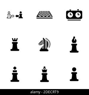 Set of simple icons on a theme Game, chess, competition, sport, vector, set. White background Stock Vector