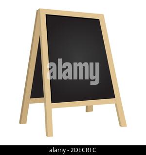 Street chalkboard isolated on white background. Empty cafes blackboard billboard illustration. Blank outside advertisement information display stand. Stock Vector