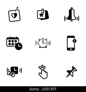 Set of simple icons on a theme Reminder, notice, attention, vector, set. White background Stock Vector