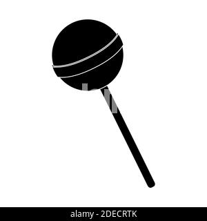 Lollipop silhouette illustration. Round black popsicle. Vector isolated on white background. Lolly shape. Child pop candy snacks icon. Stock Vector