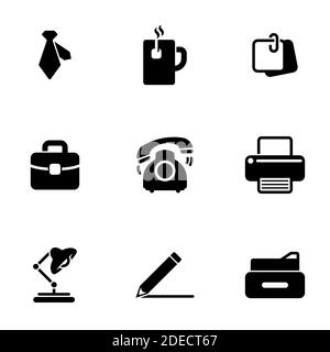 Set of simple icons on a theme Office, work, business, vector, set. White background Stock Vector