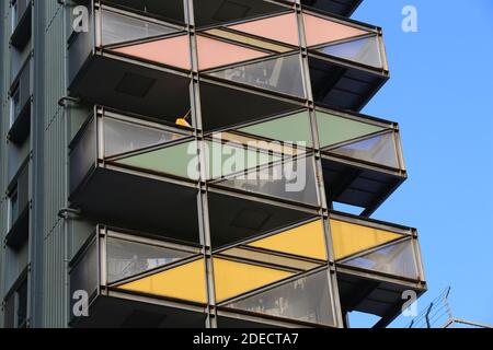 OSAKA, JAPAN - NOVEMBER 22, 2016: Generic apartment building in residential district of Osaka, Japan. Osaka belongs to 2nd largest metropolitan area o Stock Photo