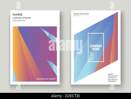 Colorful striped lines pattern geometric shape background. Creative cover set copy space design vector illustration. Neon blurred blue orange gradient Stock Vector