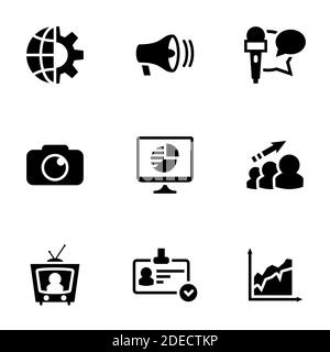 Set of simple icons on a theme Advertising, marketing, business, internet , vector, set. White background Stock Vector