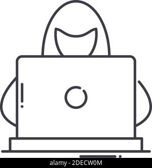 Hacker icon, linear isolated illustration, thin line vector, web design sign, outline concept symbol with editable stroke on white background. Stock Vector