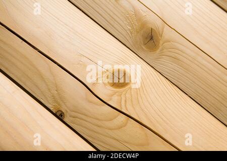 The surface of the processed wooden beam close-up. Macro. Stock Photo