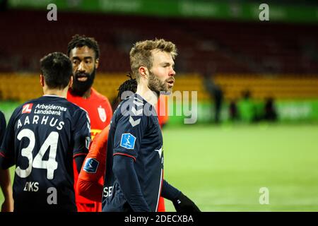 Farum, Denmark. 29th Nov, 2020. Patrick Mortensen (9) of AGF seen during the 3F Superliga match between FC Nordsjaelland and AGF in Right to Dream Park, Farum. (Photo Credit: Gonzales Photo/Alamy Live News Stock Photo