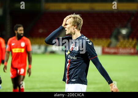 Farum, Denmark. 29th Nov, 2020. Frederik Tingager (5) of AGF seen during the 3F Superliga match between FC Nordsjaelland and AGF in Right to Dream Park, Farum. (Photo Credit: Gonzales Photo/Alamy Live News Stock Photo