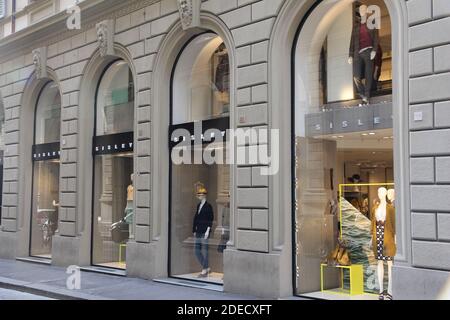 FLORENCE, ITALY - APRIL 30, 2015: Sisley fashion store in Florence. Sisley is owned by Benetton Group, Italian fashion company. Stock Photo