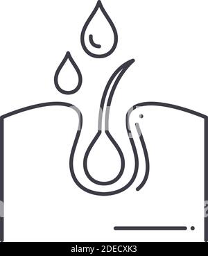 Hair and scalp treatment icon, linear isolated illustration, thin line vector, web design sign, outline concept symbol with editable stroke on white Stock Vector