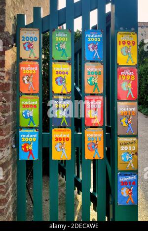 Le Crotoy, France - September 11 2020: Entrance of the hotel 'Les Tourelles' displaying its rewards from 'Le guide du routard'. Stock Photo