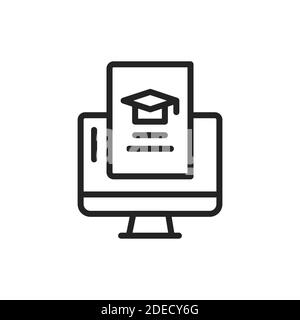 Course material black line icon. Vector illustration. Outline pictogram for web page, mobile app, promo Stock Vector