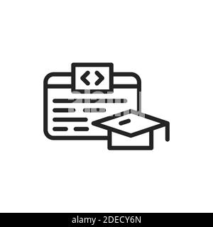 IT courses black line icon. Vector illustration. Outline pictogram for web page, mobile app, promo Stock Vector