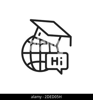 Language courses black line icon. Outline pictogram for web page, mobile app, promo. Stock Vector