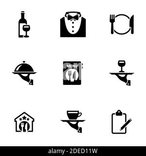 Set of simple icons on a theme Restaurant, vector, design, collection, flat, sign, symbol,element, object, illustration, isolated. White background Stock Vector