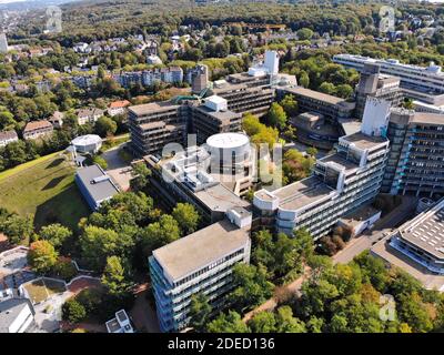 WUPPERTAL, GERMANY - SEPTEMBER 19, 2020: University of Wuppertal (official German name: Bergische Universitat Wuppertal, or BUW) campus aerial view in Stock Photo