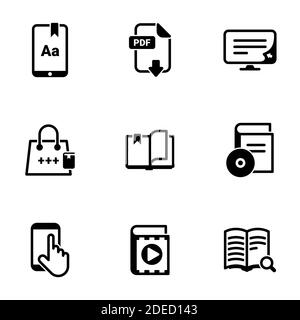 Set of simple icons on a theme book, vector, design, collection, flat, sign, symbol,element, object, illustration, isolated. White background Stock Vector