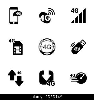 Set of simple icons on a theme Wireless connection, vector, design, collection, flat, sign, symbol,element, object, illustration, isolated. White back Stock Vector