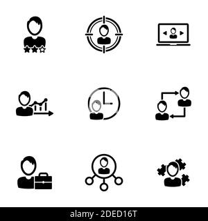 Set of simple icons on a theme Outsourcing, vector, design, collection, flat, sign, symbol,element, object, illustration, isolated. White background Stock Vector