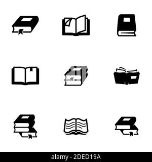 Set of simple icons on a theme Books and reading, vector, design, collection, flat, sign, symbol,element, object, illustration, isolated. White backgr Stock Vector