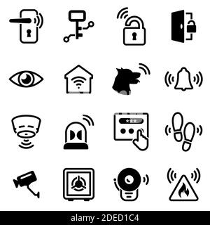 Set of simple icons on a theme Home Security , vector, design, collection, flat, sign, symbol,element, object, illustration, isolated. White backgroun Stock Vector