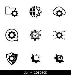 Set of simple icons on a theme settings, vector, design, collection, flat, sign, symbol,element, object, illustration, isolated. White background Stock Vector