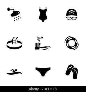 Set of black icons isolated on white background, on theme Police Stock Vector
