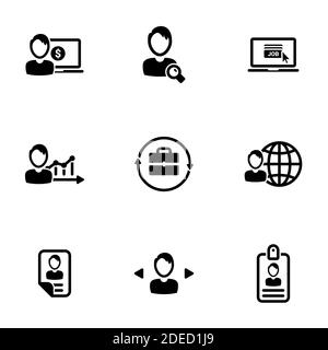 Set of simple icons on a theme Job, vector, design, collection, flat, sign, symbol,element, object, illustration, isolated. White background Stock Vector