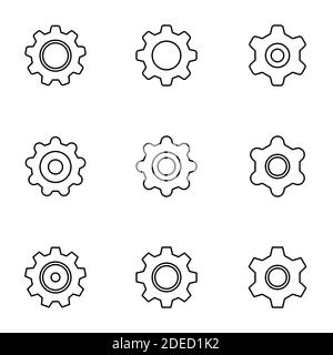 Set of simple icons on a theme settings, vector, design, collection, flat, sign, symbol,element, object, illustration, isolated. White background Stock Vector