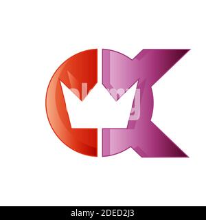 new modern letter QK logo concept with crown element icon and template Stock Vector