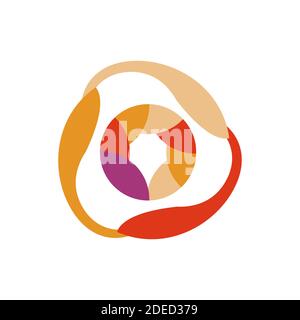 flowing movement geometric web rings vector abstract circle logo design graphic element template Stock Vector
