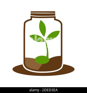 green sprout in the jar logo vector graphic illustration element Stock Vector